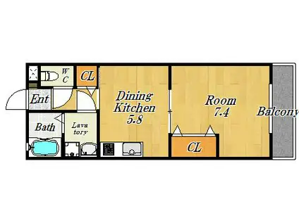 T-FORESTA棟(1DK/1階)の間取り写真