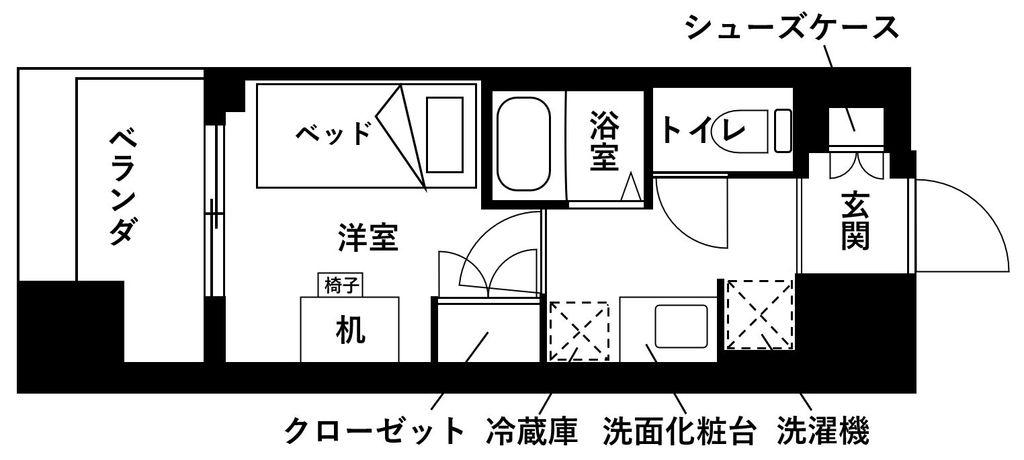レジディア仙台支倉(ワンルーム/5階)の間取り写真