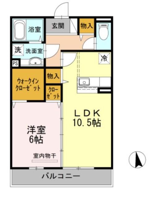 グランメール(1LDK/1階)の間取り写真