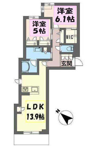 クアドリフォリオ浦和美園(2LDK/1階)の間取り写真