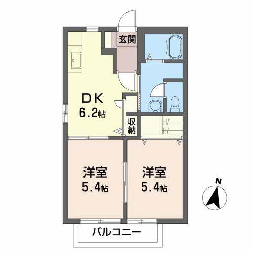 エミネンスIIE(2DK/2階)の間取り写真