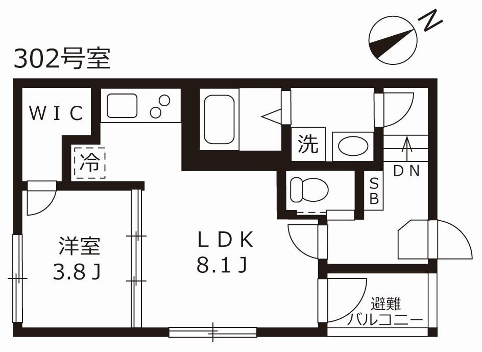 ハーモニーテラス押切(1LDK/3階)の間取り写真
