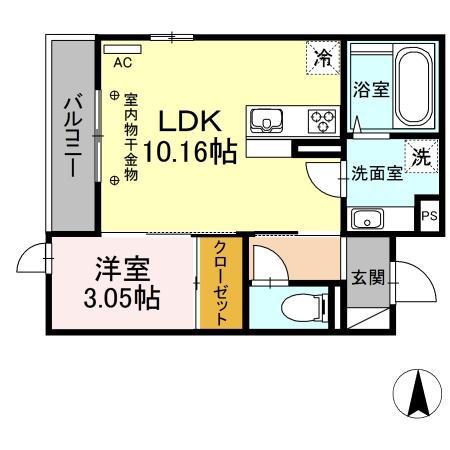 モンテベール南風(1LDK/3階)の間取り写真