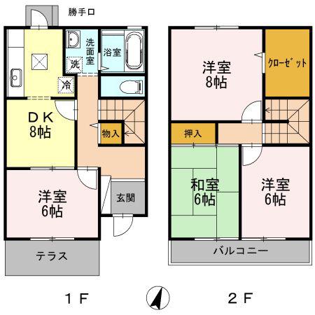 サンビレッジ 2(4DK/1階)の間取り写真