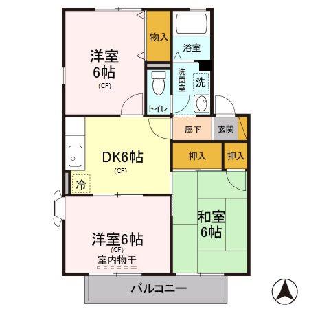 エステートUI(3DK/1階)の間取り写真
