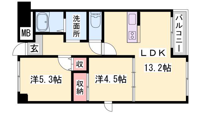 セントポーリアII(2LDK/3階)の間取り写真