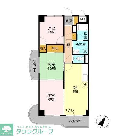 エクセルハイム海宝(3DK/3階)の間取り写真
