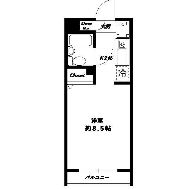 フォンティーヌ明大前(1K/1階)の間取り写真