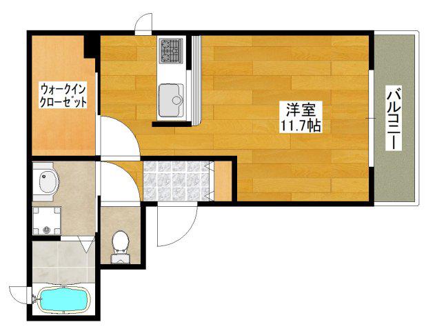 シャーメゾンハレクラニ(ワンルーム/2階)の間取り写真