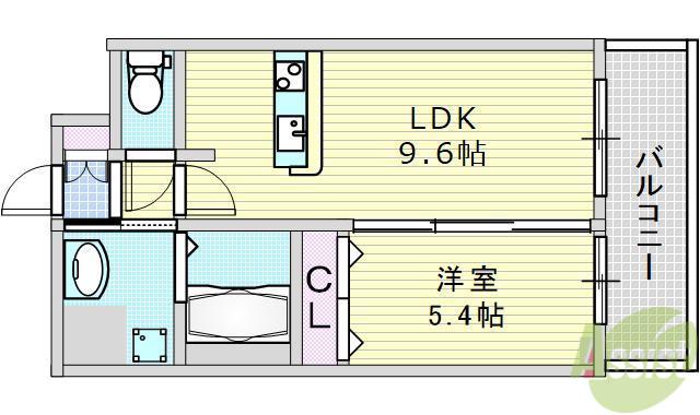 ディームス江坂(1LDK/1階)の間取り写真