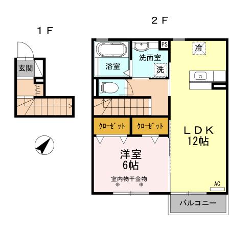 カサブランカ(1LDK/2階)の間取り写真