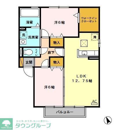 URBAN COURT B(2LDK/1階)の間取り写真