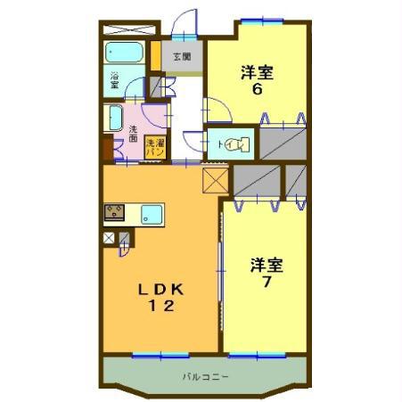 ヴィブレキュートモア(2LDK/2階)の間取り写真
