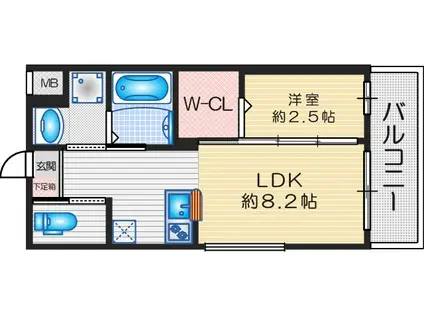 リアコート豊中IIサウス(1LDK/4階)の間取り写真
