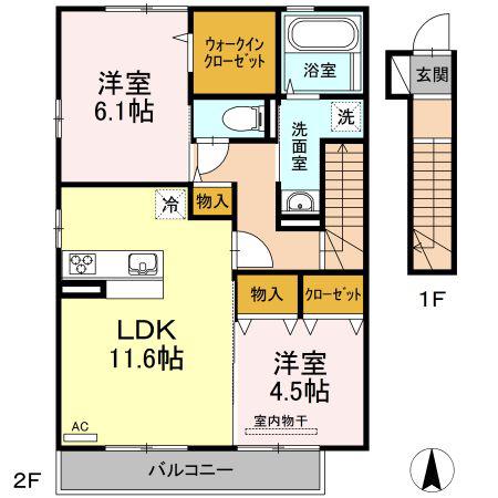イノセント・ブルーム(2LDK/2階)の間取り写真