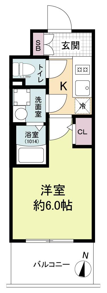 エスリードレジデンス梅田グランゲート(1K/14階)の間取り写真