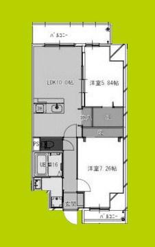 FREEDOM RESIDENCE堺寺地町(2LDK/4階)の間取り写真