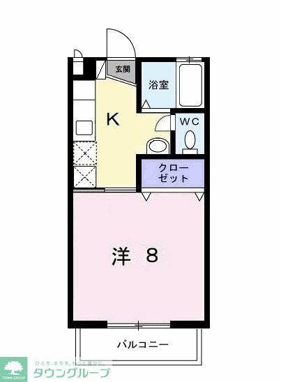サンハイツ長者ヶ台B(1K/1階)の間取り写真