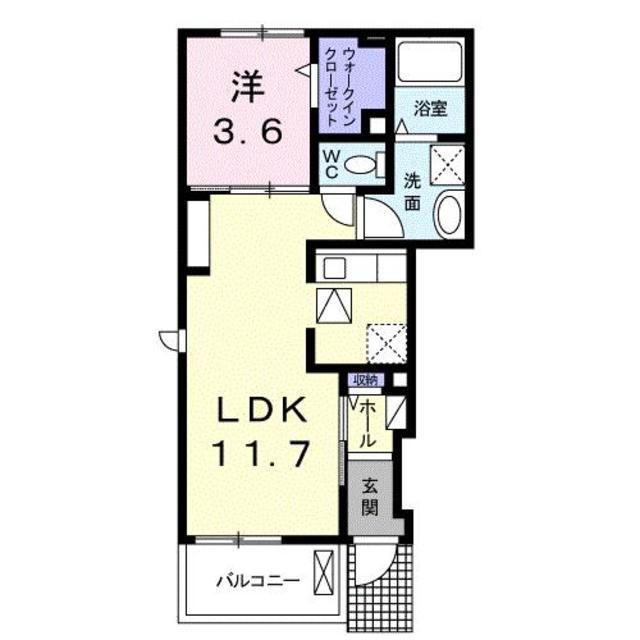 ビオーラKI(1LDK/1階)の間取り写真