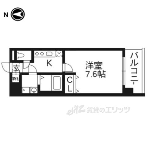 レジデンス京都ゲートシティ(1K/4階)の間取り写真