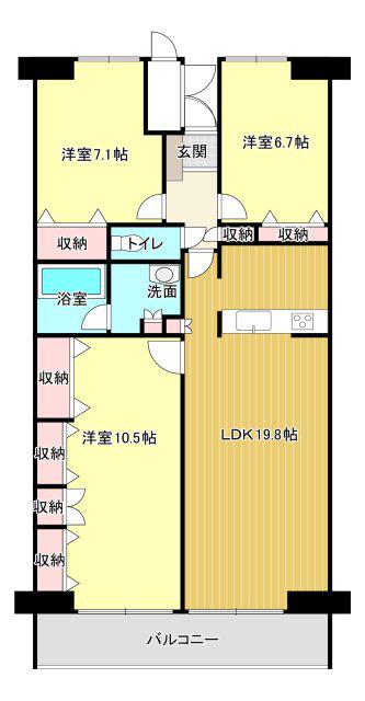 ピュアライフ三島(3LDK/4階)の間取り写真