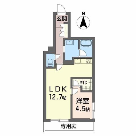 シャーメゾン萱町(1LDK/1階)の間取り写真