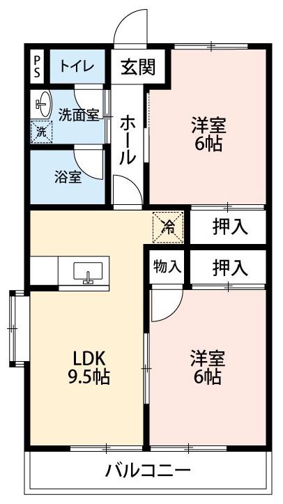 シャインハイム池端(2LDK/4階)の間取り写真