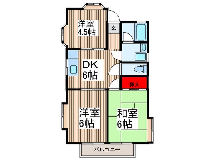 アイリス新町(3DK/1階)の間取り写真