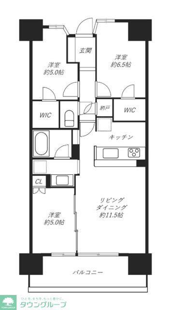 シティテラス川崎鈴木町グランドシーズンズ(3LDK/13階)の間取り写真