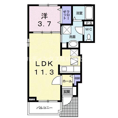 プリムローズ(1LDK/1階)の間取り写真