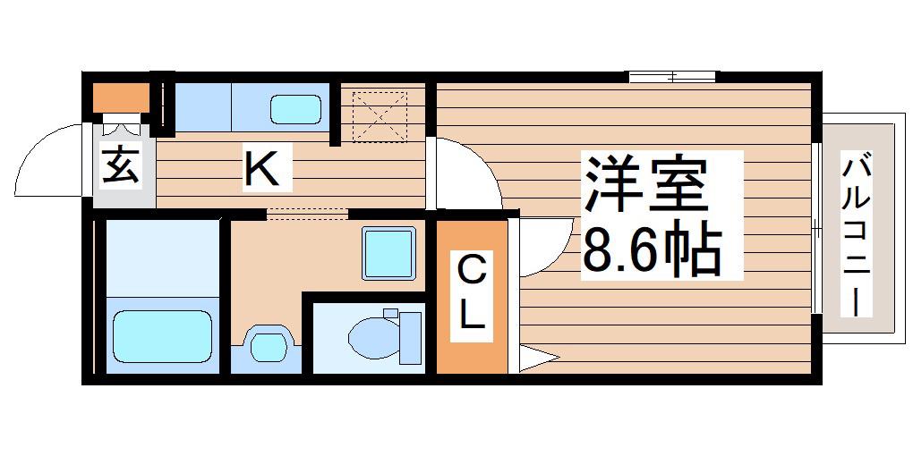 スプレンダー北仙台A(1K/1階)の間取り写真