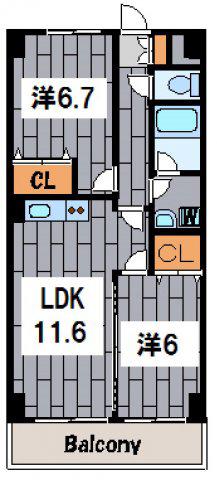 パークビュー仲町台(2LDK/4階)の間取り写真
