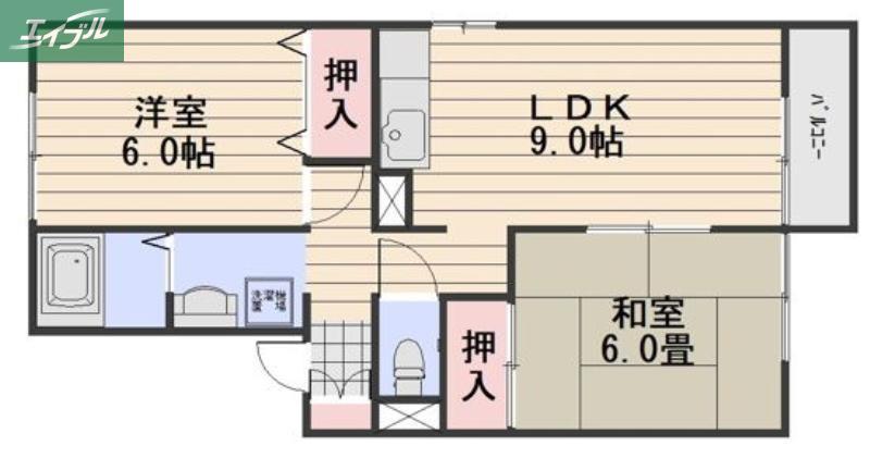 セジュール浜野B棟(2LDK/1階)の間取り写真