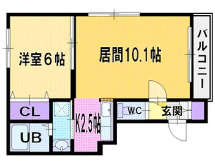 ヴィラ新札幌(1LDK/3階)の間取り写真