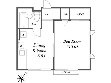 カサ・カミカワ(1DK/1階)の間取り写真