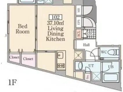 RAVE RESIDENCE高輪(1LDK/2階)の間取り写真