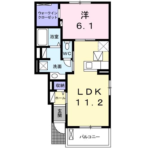 プロムナード 垂水III(1LDK/1階)の間取り写真