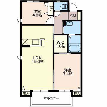 サウスウインド(2LDK/1階)の間取り写真