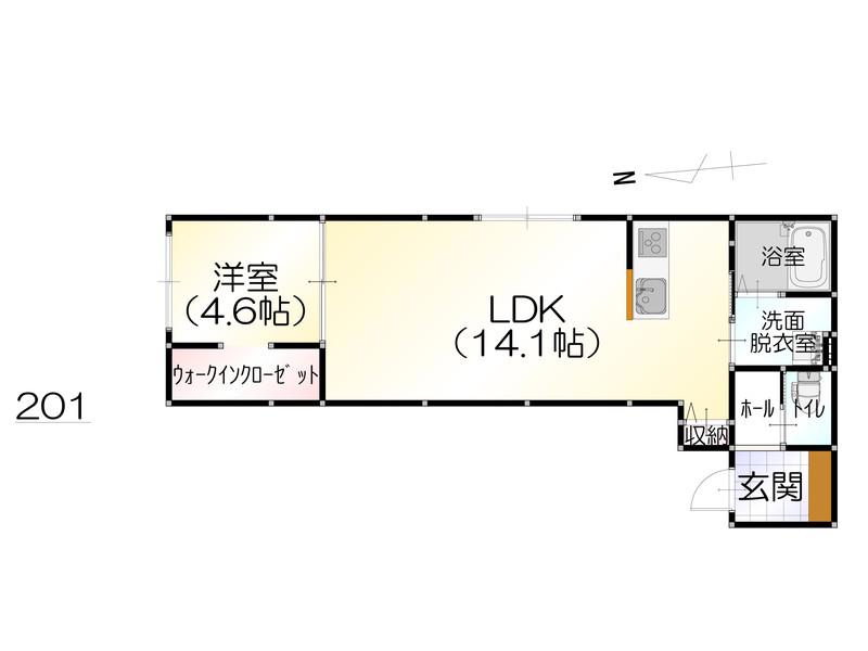 JEUNESSE(1LDK/2階)の間取り写真