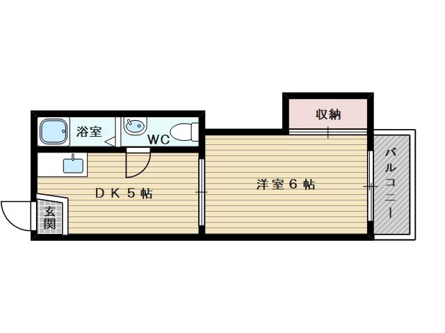 マツヤマンション(1DK/4階)の間取り写真