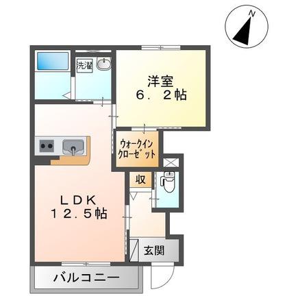 ヒールコート C(1LDK/1階)の間取り写真