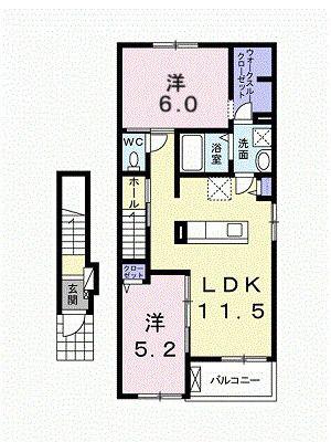 レジデンスT・IYO・II(2LDK/2階)の間取り写真
