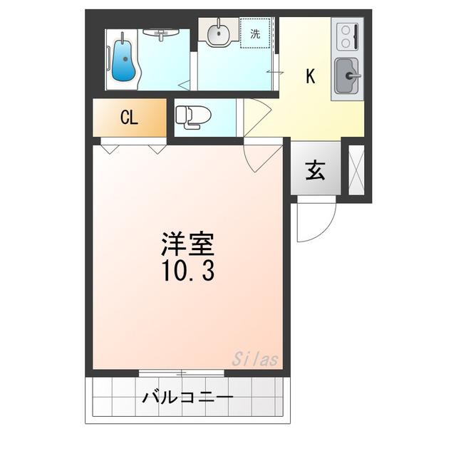 フジパレス西加賀屋ノース(1K/3階)の間取り写真