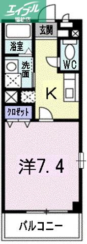 彩SAI(1K/2階)の間取り写真