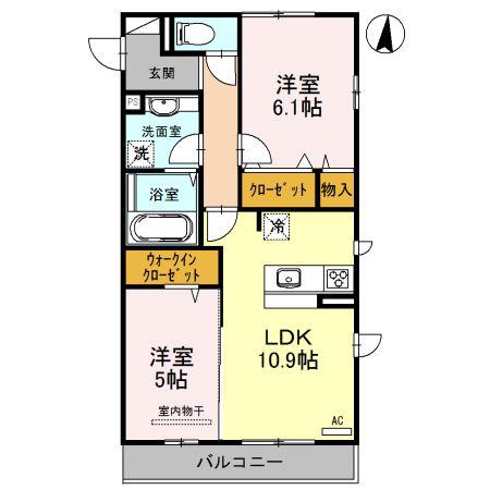 アコルデ西岩田(2LDK/2階)の間取り写真