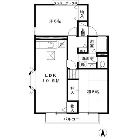ドミールK(2LDK/1階)の間取り写真