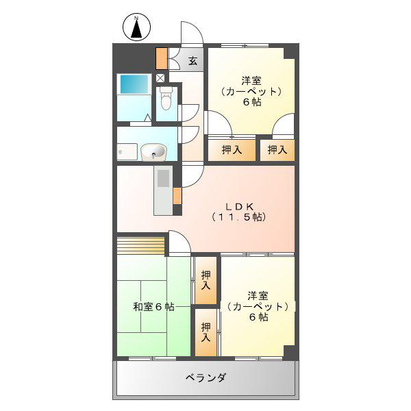 ヴェルデ(3LDK/2階)の間取り写真