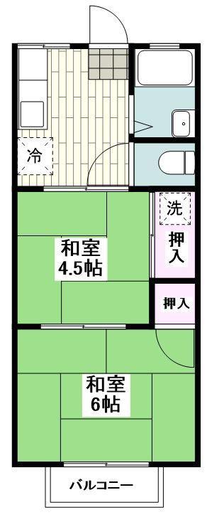 コリーナ鎌倉(2K/1階)の間取り写真