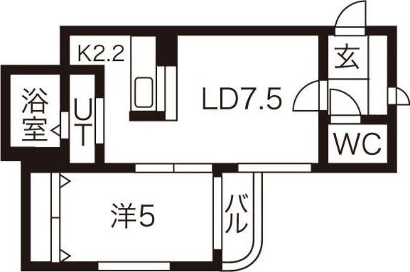 エルミタージュ(1LDK/2階)の間取り写真