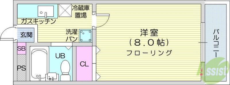 宮町リトル・ヒルズ(1K/4階)の間取り写真